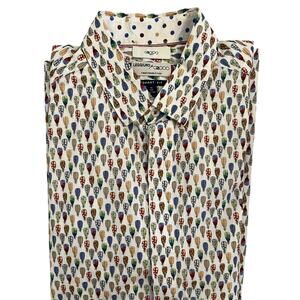 Leggiuno for G2000 Button Up Shirt Mens 16/33 Novelty Print Feathers Smart Fit